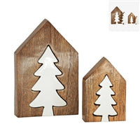 Wing Tai Trading WTT WXI43509-2S SET OF 2 WOOD PUZZLE HOUSE AND TREE BLOCKS