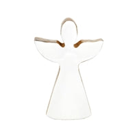 Wing Tai Trading WTT WXI43599-SM SMALL WOOD AND WHITE ENAMEL ANGEL BLOCK