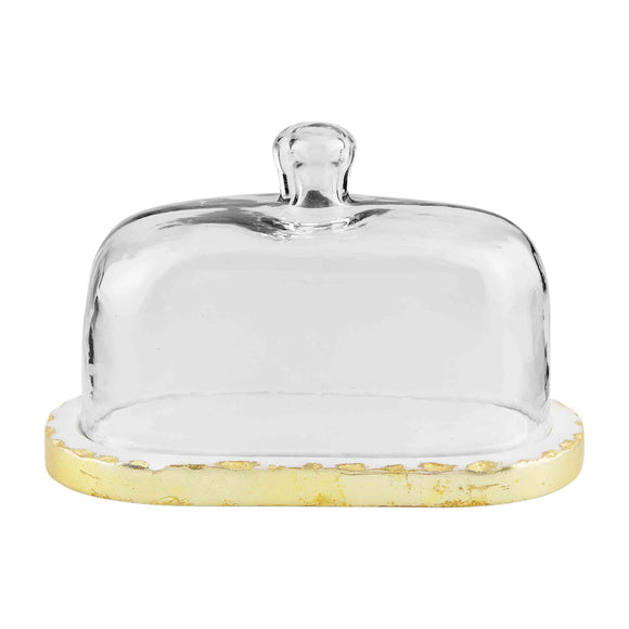 Mud Pie MP 48700032 Gold Marble Glass Butter Dish