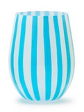 Two's Company TC 55177x Stripe Hand-Painted Stemless Wine Glass - 4 Colors