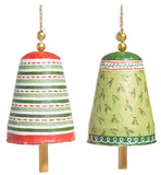 Raz Imports RZ 4511200x Pattern Christmas Paper Mache Bell Ornament, 10in - 2 Styles