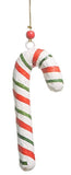 Raz Imports RZ 4511212x Pattern Christmas Paper Mache Candy Cane Ornament, 7in - 2 Styles