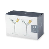 True Brands 26 1066 VISKI Seneca Crystal Faceted Martini Glasses, Set of 2