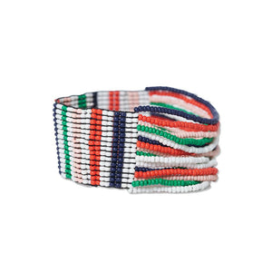 Ink + Alloy IA SBBR1101 Charlie vertical uniform stripes half woven beaded stretch bracelet