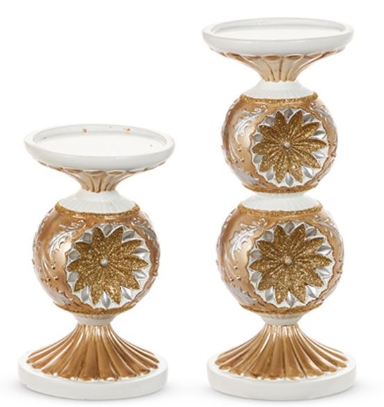 Gold and Silver Vintage Candle Holder - Thumbnail 2