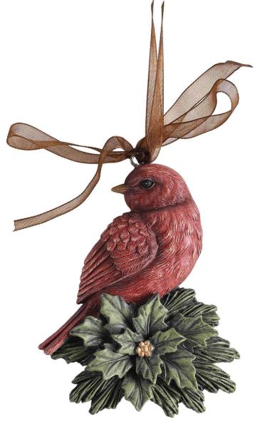 Dicksons Gifts DG CHOR-745 Ornament Redbird On Holly Red Ribbon 4in