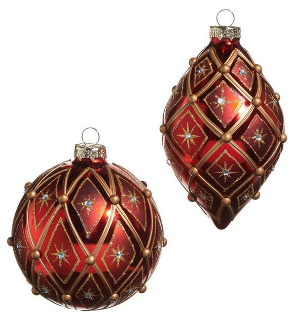 Raz Imports RZ 4524884x Red Gold Deco Ornament, 4