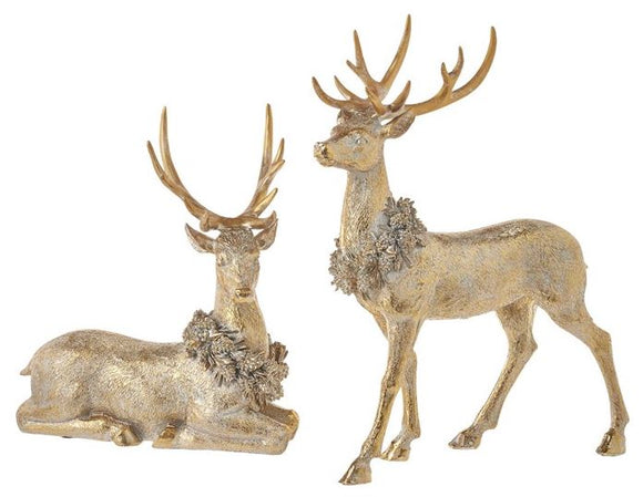 Raz Imports RZ 4211148x Gold Deer with Wreath, 16in - 2 Styles