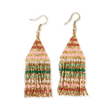 Ink + Alloy IA LXER0502 Lexie horizontal gold lines beaded fringe earrings