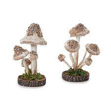 Two's Company TC 82161-20 Glitter Mushroom Decor Assorted Designs in 3 Color