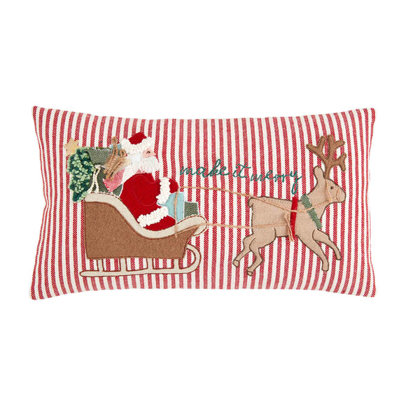 Mud Pie MP 41600944 Make It Merry Sleigh Pillow