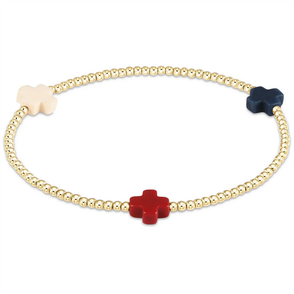 ENEWTON DESIGN ED BSCGP2FIREC SIGNATURE CROSS GOLD PATTERN 2MM BEAD BRACELET - FIRECRACKER