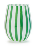 Two's Company TC 55177x Stripe Hand-Painted Stemless Wine Glass - 4 Colors