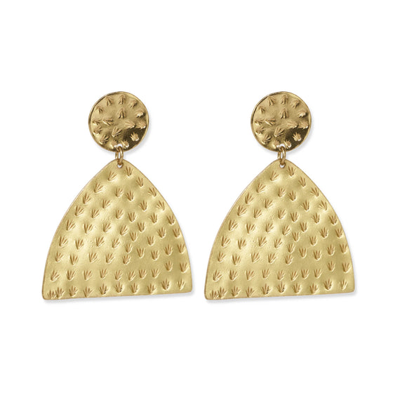Ink + Alloy IA Gretchen etched triangle earrings brass