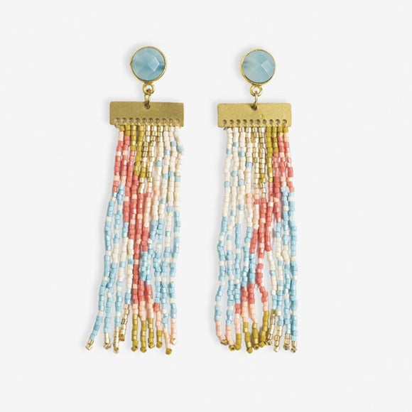 Ink + Alloy IA CBER1500AF Lilah semi-precious stone post beaded fringe earrings Amalfi