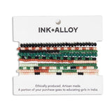 Ink + Alloy IA SBBR0900 Sage confetti beaded 10 strand stretch bracelets