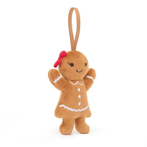 Jellycat JC FFH6GW Festive Folly Gingerbread Ruby Ornament