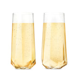 True Brands 26 2215 VISKI Seneca Crystal Faceted Stemless Champagne Flutes, Set of 2
