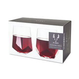 True Brands 26 2214 VISKI Seneca Crystal Faceted Wine Glasses, Set of 2