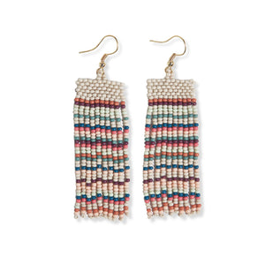 Ink + Alloy IA Adaline horizontal stripes beaded fringe earrings SBER3400