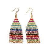 Ink + Alloy IA LXER0502 Lexie horizontal gold lines beaded fringe earrings