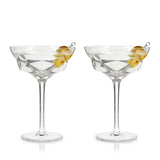 True Brands 26 1066 VISKI Seneca Crystal Faceted Martini Glasses, Set of 2