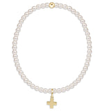 eNewton Design 26 BCLPE3SCG Classic Pearl 3mm Bracelet - Signature Cross - 3 Styles
