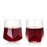 True Brands 26 2214 VISKI Seneca Crystal Faceted Wine Glasses, Set of 2