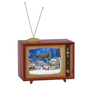 Raz Imports RI 4016212 10" Animated Musical Santa's Flight TV