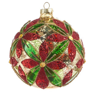 Raz Imports RI 4322836 5" Poinsettia Ball Ornament