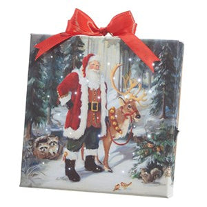 Raz Imports RI 4339406 6" Santa and Reindeer Lighted Print w/Easel Back