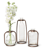 Two's Company TC 55144x Glass Bottle Vases with Metal Stand - 3 Styles