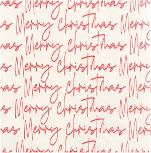 THE ROYAL STANDARD TRS 142122011 MERRY CHRISTMAS SCRIPT COCKTAIL NAPKINS RED/WHITE 5
