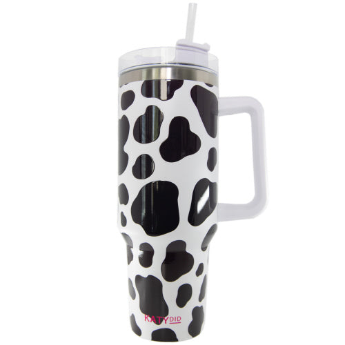 KATYDID COLLECTION KC TUMB-14-WHT Black/White Print Tumbler with Handle