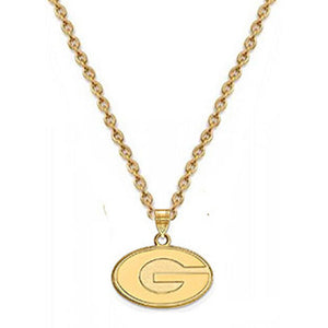 Canvas Jewelry CJ 24109N-GA Georgia Bulldogs 24K Gold Plated Pendant Necklace