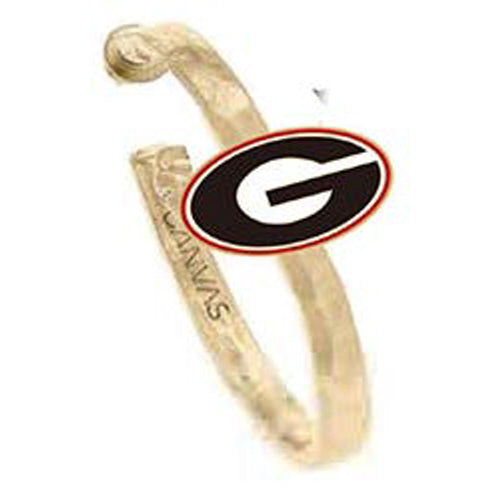 Canvas Jewelry CJ 24679E-GA Georgia Bulldogs Enamel Logo Hoop Earrings in Black/Red