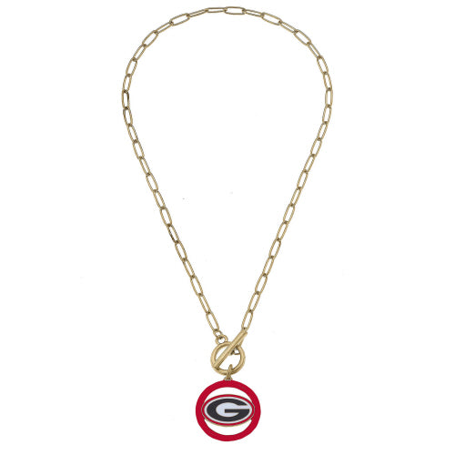 Canvas Jewelry CJ 25284N-GA Georgia Bulldogs Enamel Logo T-Bar 16