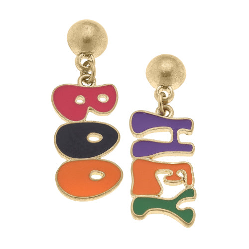 Canvas Jewelry CJ 25491E-MU Hey Boo Enamel Halloween Earrings in Multi