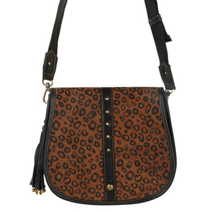 VAAN & CO VC CHT70 VIVO MEDIUM CROSSBODY BAG W/FRONT FLAP IN CHEETAH