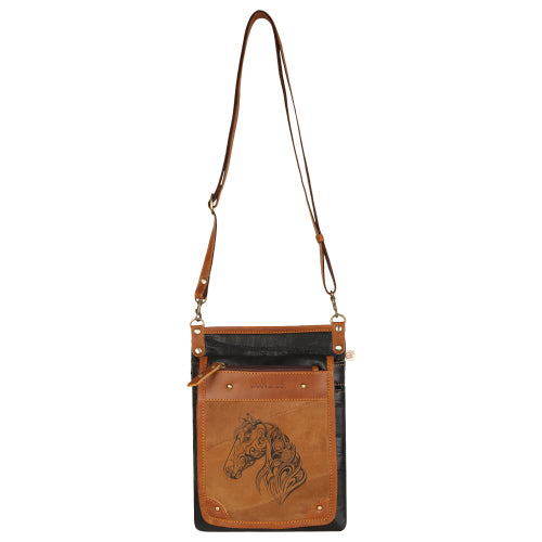 VAAN & CO VC HRS300 SMALL CROSSBODY BAG W/BUILT-IN CREDIT CARD HORSE PRINT