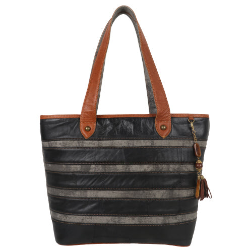 VAAN & CO VC VB1040 INDE BLACK WITH GRAY STRIPES TOTE