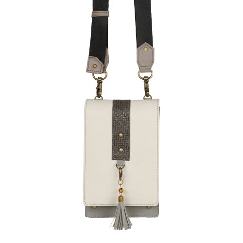 VAAN & CO VC VLFL2 FOXIE CAMILA SMALL CROSSBODY BAG W/FRONT FLAP IN WHITE