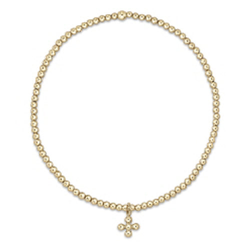 ENEWTON DESIGN ED BCLG2CLSCSMG CLASSIC GOLD 2MM BEAD BRACELET - CLASSIC BEADED SIGNATURE CROSS SMALL GOLD CHARM