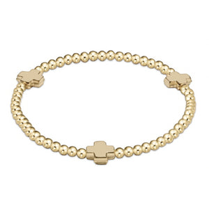 ENEWTON DESIGN ED BEXSCGP3GLD ENEWTON EXTENDS - SIGNATURE CROSS GOLD PATTERN 3MM BEAD BRACELET - GOLD