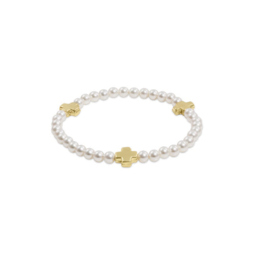 ENEWTON DESIGN ED BEXSCPEP4GLD EXTENDS - SIGNATURE CROSS PEARL PATTERN 4MM BEAD BRACELET - GOLD