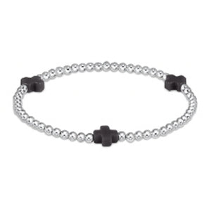 ENEWTON DESIGN ED BEXSCSSP3CHAR ENEWTON EXTENDS - SIGNATURE CROSS STERLING PATTERN 3MM BEAD BRACELET - CHARCOAL