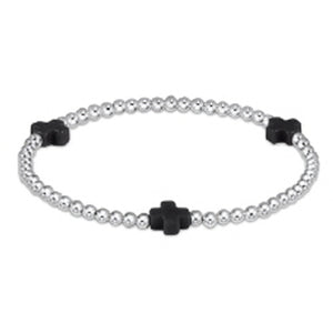 ENEWTON DESIGN ED BEXSCSSP3O EXTENDS - SIGNATURE CROSS STERLING PATTERN 3MM BEAD BRACELET - ONYX