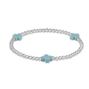 ENEWTON DESIGN ED BEXSCSSP3T EXTENDS - SIGNATURE CROSS STERLING PATTERN 3MM BEAD BRACELET - TURQUOISE