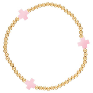 ENEWTON DESIGN ED EGBSCGP3PK EGIRL SIGNATURE CROSS GOLD PATTERN 3MM BEAD BRACELET - PINK