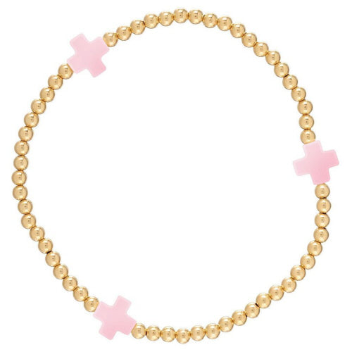 ENEWTON DESIGN ED EGBSCGP3PK EGIRL SIGNATURE CROSS GOLD PATTERN 3MM BEAD BRACELET - PINK